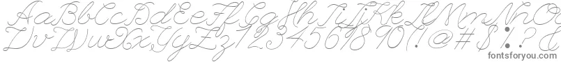 LeagueScriptThinLeagueScript-fontti – harmaat kirjasimet valkoisella taustalla