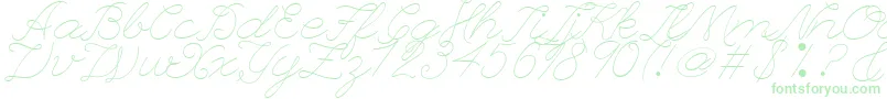 フォントLeagueScriptThinLeagueScript – 白い背景に緑のフォント