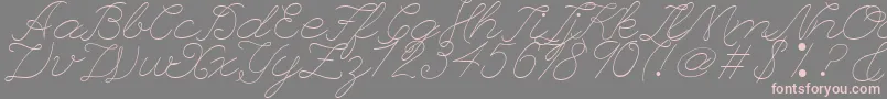 フォントLeagueScriptThinLeagueScript – 灰色の背景にピンクのフォント