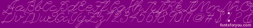 フォントLeagueScriptThinLeagueScript – 紫の背景にピンクのフォント