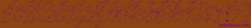 フォントLeagueScriptThinLeagueScript – 紫色のフォント、茶色の背景