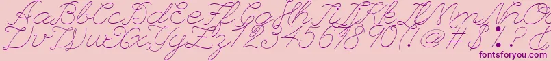 フォントLeagueScriptThinLeagueScript – ピンクの背景に紫のフォント
