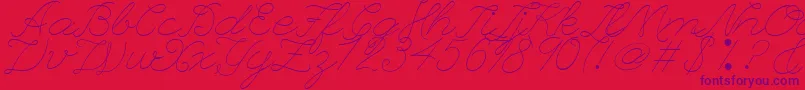 LeagueScriptThinLeagueScript-Schriftart – Violette Schriften auf rotem Hintergrund