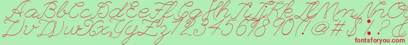 フォントLeagueScriptThinLeagueScript – 赤い文字の緑の背景