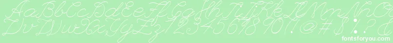 LeagueScriptThinLeagueScript-fontti – valkoiset fontit vihreällä taustalla