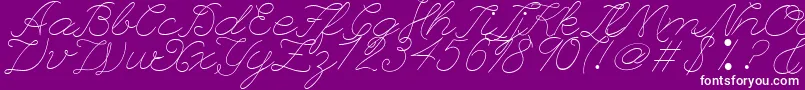 LeagueScriptThinLeagueScript-fontti – valkoiset fontit violetilla taustalla