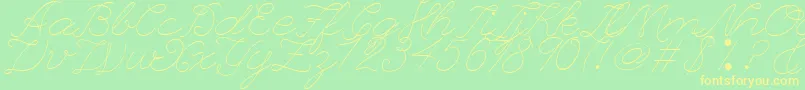LeagueScriptThinLeagueScript-Schriftart – Gelbe Schriften auf grünem Hintergrund