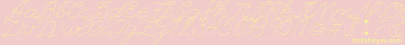 LeagueScriptThinLeagueScript-Schriftart – Gelbe Schriften auf rosa Hintergrund