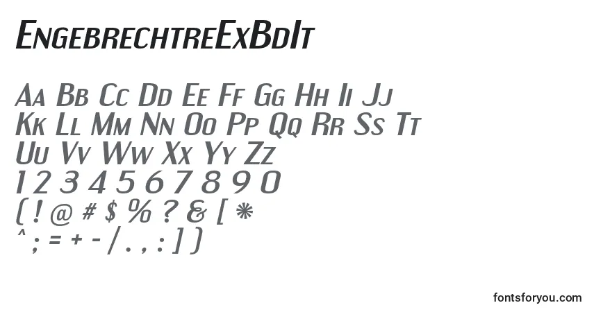 Шрифт EngebrechtreExBdIt – алфавит, цифры, специальные символы