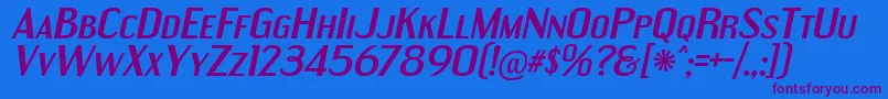 EngebrechtreExBdIt Font – Purple Fonts on Blue Background