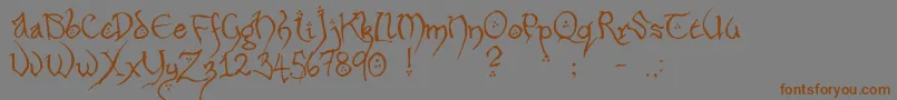 Weitere Informationen zur HobbitonHandscrawlRegular-Schriftart HobbitonHandscrawlRegular-Schriftart – Braune Schriften auf grauem Hintergrund