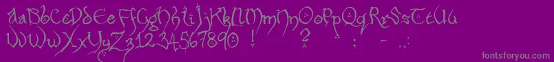 Fonte HobbitonHandscrawlRegular – fontes cinzas em um fundo violeta