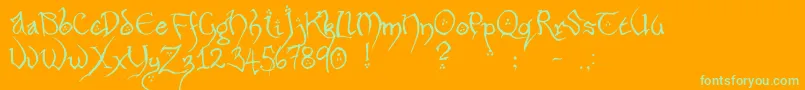 HobbitonHandscrawlRegular-Schriftart – Grüne Schriften auf orangefarbenem Hintergrund