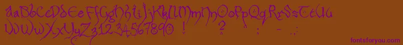 HobbitonHandscrawlRegular Font – Purple Fonts on Brown Background