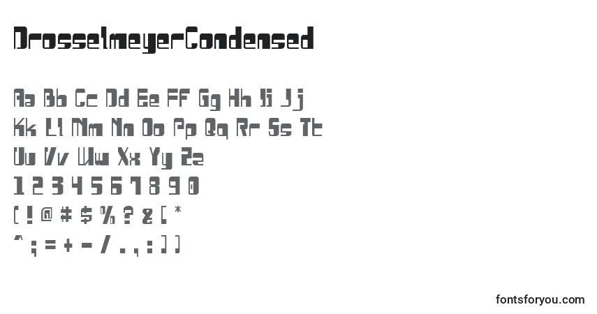 A fonte DrosselmeyerCondensed – alfabeto, números, caracteres especiais