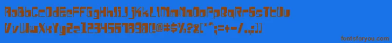 DrosselmeyerCondensed-Schriftart – Braune Schriften auf blauem Hintergrund