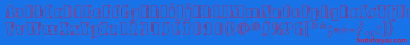 AvondaleOutline-Schriftart – Rote Schriften auf blauem Hintergrund