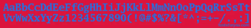 Fonte Luximb – fontes azuis em um fundo vermelho