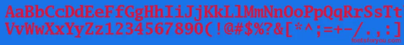 Luximb-Schriftart – Rote Schriften auf blauem Hintergrund