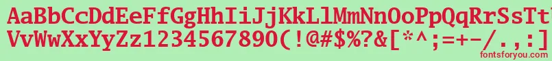 Luximb-fontti – punaiset fontit vihreällä taustalla
