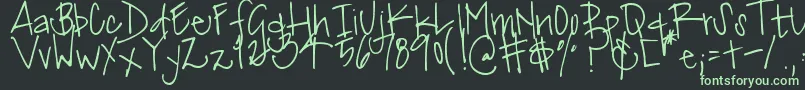 DjbMissJinkieVanPelt-Schriftart – Grüne Schriften auf schwarzem Hintergrund