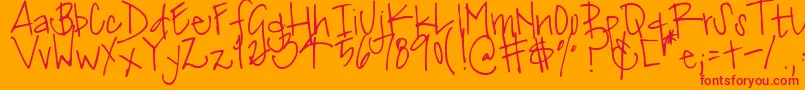 DjbMissJinkieVanPelt Font – Red Fonts on Orange Background
