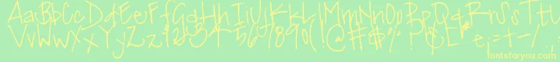 DjbMissJinkieVanPelt Font – Yellow Fonts on Green Background