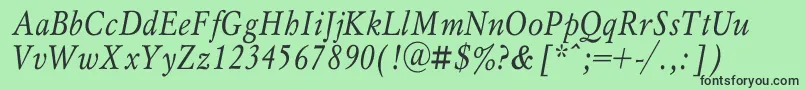 MyslnarrowcItalic Font – Black Fonts on Green Background