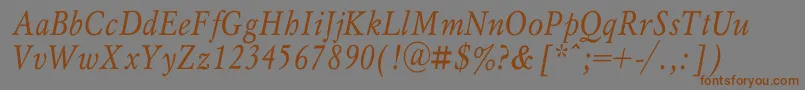 MyslnarrowcItalic Font – Brown Fonts on Gray Background