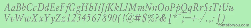 MyslnarrowcItalic Font – Gray Fonts on Green Background