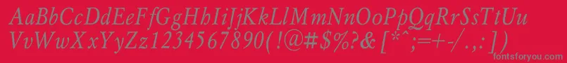 MyslnarrowcItalic Font – Gray Fonts on Red Background