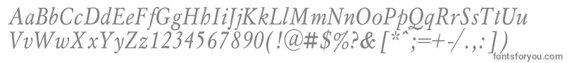 MyslnarrowcItalic Font – Gray Fonts on White Background