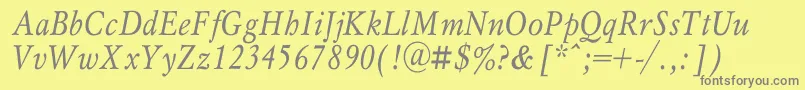 MyslnarrowcItalic Font – Gray Fonts on Yellow Background