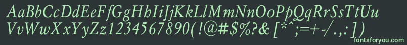 MyslnarrowcItalic Font – Green Fonts on Black Background