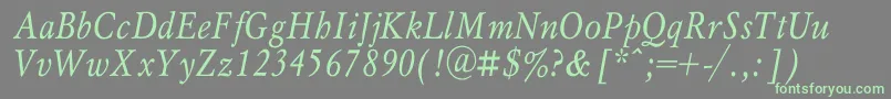 MyslnarrowcItalic Font – Green Fonts on Gray Background