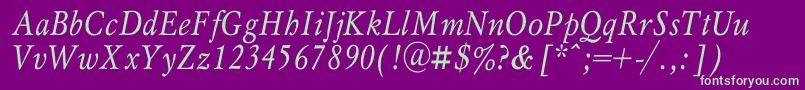 MyslnarrowcItalic Font – Green Fonts on Purple Background