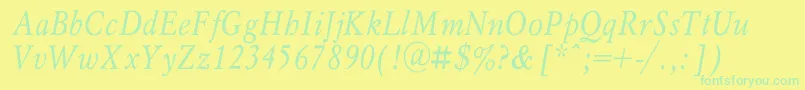 MyslnarrowcItalic Font – Green Fonts on Yellow Background