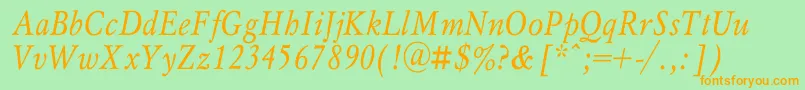 MyslnarrowcItalic Font – Orange Fonts on Green Background