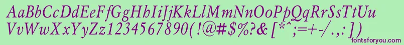 MyslnarrowcItalic Font – Purple Fonts on Green Background