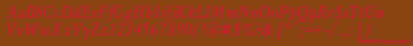 MyslnarrowcItalic Font – Red Fonts on Brown Background