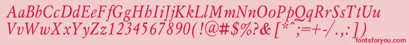 MyslnarrowcItalic Font – Red Fonts on Pink Background