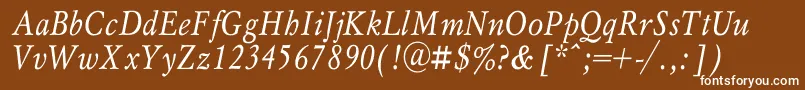 MyslnarrowcItalic Font – White Fonts on Brown Background