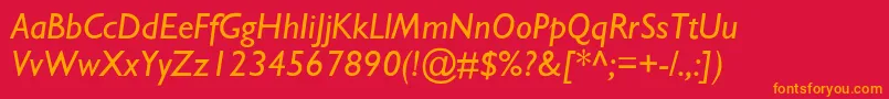 フォントStimmellItalic – 赤い背景にオレンジの文字