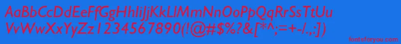 フォントStimmellItalic – 赤い文字の青い背景