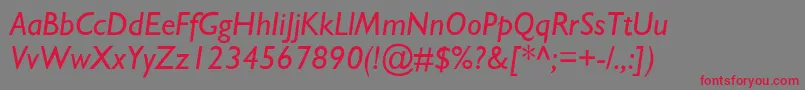 Czcionka StimmellItalic – czerwone czcionki na szarym tle
