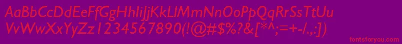フォントStimmellItalic – 紫の背景に赤い文字