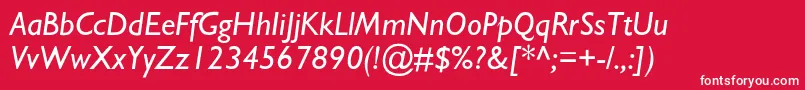 StimmellItalic-Schriftart – Weiße Schriften auf rotem Hintergrund