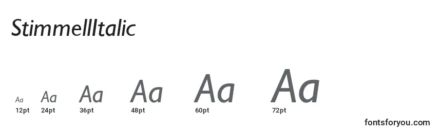 StimmellItalic Font Sizes