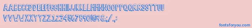 BobsBurgers-Schriftart – Blaue Schriften auf rosa Hintergrund