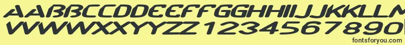 CftechnoramaSlanted-fontti – mustat fontit keltaisella taustalla
